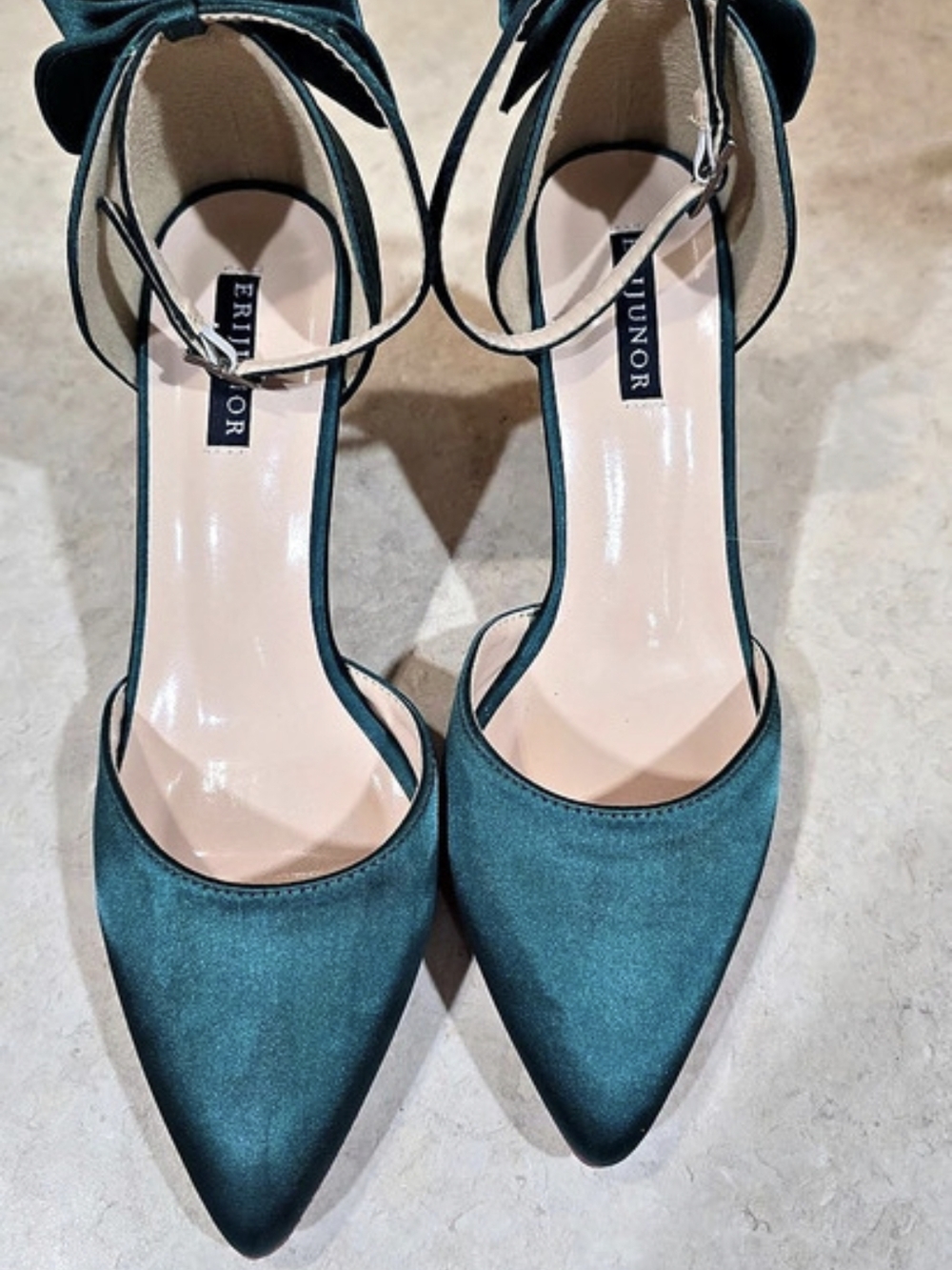 ERIJUNOR Pointed Toe Bow Heels in Blue US 9.5 Like New